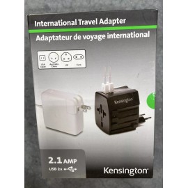 Kensington 2.1 Amp 2 USB ports International Travel Adapter - New