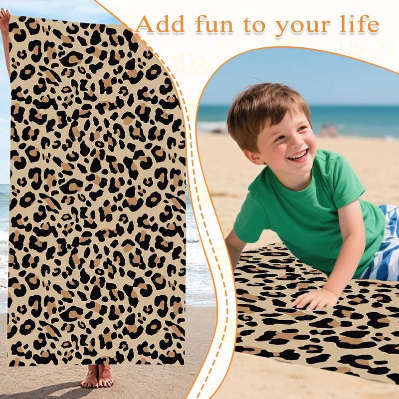 Leopard Print Towels, Beach Towel, Pool Towels, Large Beach Towels