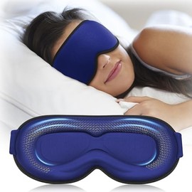 Máscara de ojos para dormir para mujeres y hombres - Contorno 3D, Máscara de ojos con peso, sueño profundo, espuma de memoria cómoda,viajes y avión, máscara para dormir (azul marino)