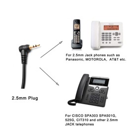 Earsinger M214C 2.5mm Headset with Microphone &Volume Mute Controls, M140 M210C TCA430 Headsets with 2.5mm Jack Compatible for Polycom321 CT14 CiscoSPA303 UnidenDECTAT&T ML17929 VtechRCA