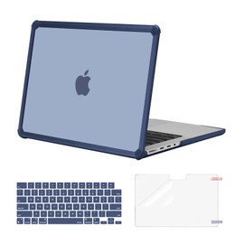 MOSISO Compatible with MacBook Pro 14 inch Case 2025-2021 M4 M3 M2 M1 A3112 A3185 A3401 A2918 A2992 A2779 A2442, Anti-Cracking Heavy Duty TPU Bumper Hard Case&Keyboard Skin&Screen Film, Haze Blue