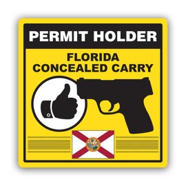Yellow Florida Concealed Carry Permit Holder CCW Sticker for Water Bottle Phone Tumbler Hard hat - One