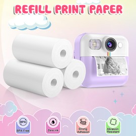 Dafotil Kids Camera Instant Printing Paper 6 Rolls ，Thermal Printing Paper Roll Refill (57X25mm)，Inkless HD Printing Photo Printing Paper Set for Most Kids Instant Camera, BPA -free, Gift for Boy Girl