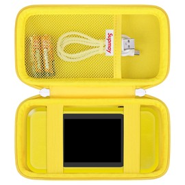 Supmay Hard Travel Case for My Arcade Pac Man Pocket Player Handheld Game Console, Portable Video Game System Handheld Game Protection Case with Mesh Pocket for Batteries and USB-C Cable, Yellow