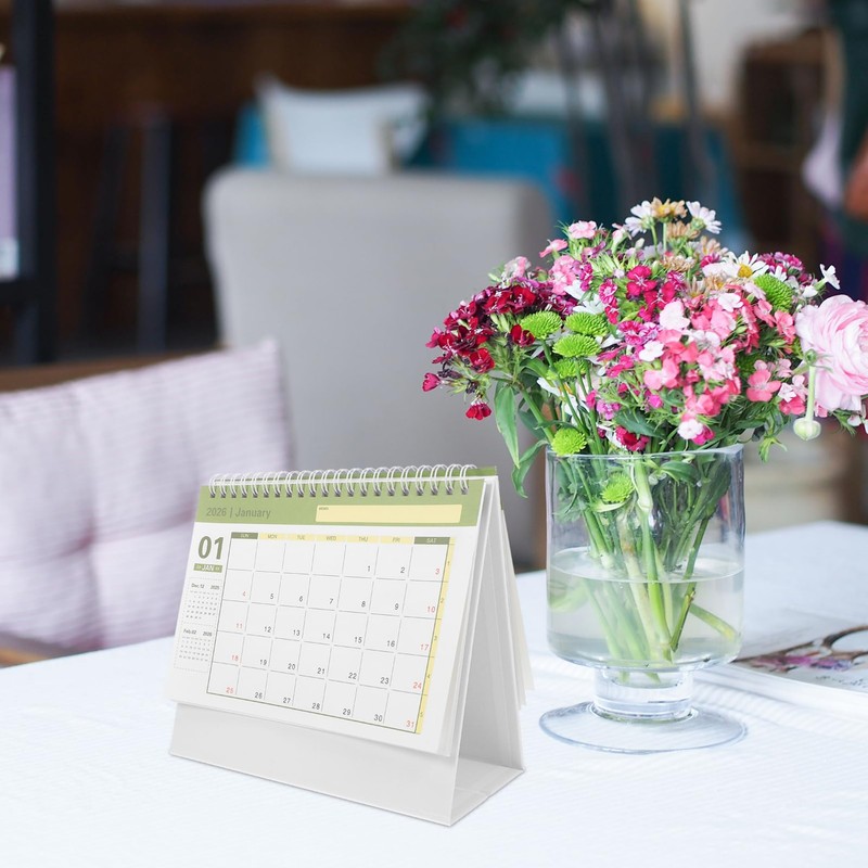 NUOBESTY Desk Calendar, 2025-2026 18 Months English Standing Flip Desktop