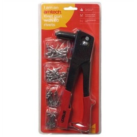 Rivet Gun With 4 Interchangeabe Nozzle Hand Riveter Complete Riveting Kit Tool With 60 Pop Rivets