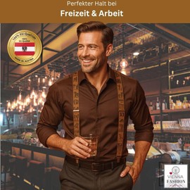 EDERER Men's Braces - Western Cowboy Country Motif - 3.5 cm Wide, Adjustable 65-125 cm - X-Shape - Robust Clips & High Comfort - Ideal for Leisure Work & as a Stylish Gift ST-025