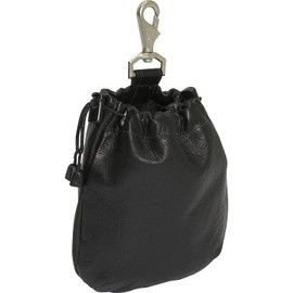 Piel Leather Drawstring Pouch, Black, One Size