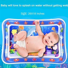 Christmas Tummy Time Water Mat Inflatable Baby Water Play mat for 3 6 9 Months Newborn Girl & Boy Early Activity Center