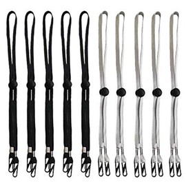 Tovip 10Pcs Black and Grey Hat Chin Cord with Adjustable Cord Fastener - Unisex Removable Sun Hat Chin Strap with Spring Loaded Stop Cord Lock, Windproof Buckle Retaining Clip