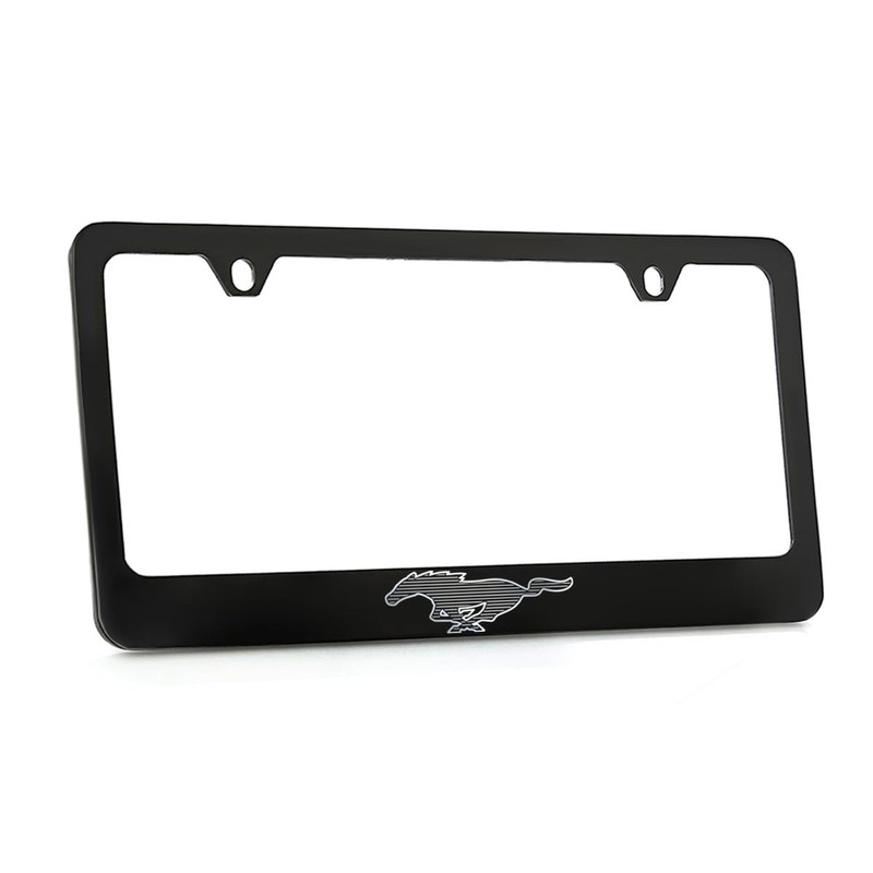 Ford Mach-E Black Coated Metal License Plate Frame with Exposed