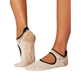 Toesox 5 Toe Socks, Yoga Socks, Anti-Slip, Bellarina Grip Socks, Yoga Socks, Pilates, Ballet, Organic Cotton, Cotton, Reflective Full Toe, M