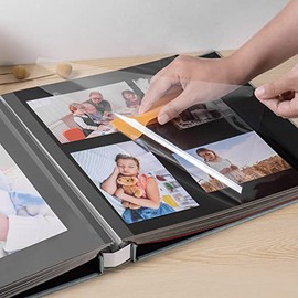 HoneyTolly Large Photo Album Self Adhesive 4x6 5x7 3x5 8.5x11 Scrapbook Magnetic Album DIY Scrap Book Length 13 x Width 12.8 (Inches) 120 Black Sticky Pages Linen Cover DIY Photo Album(Green)