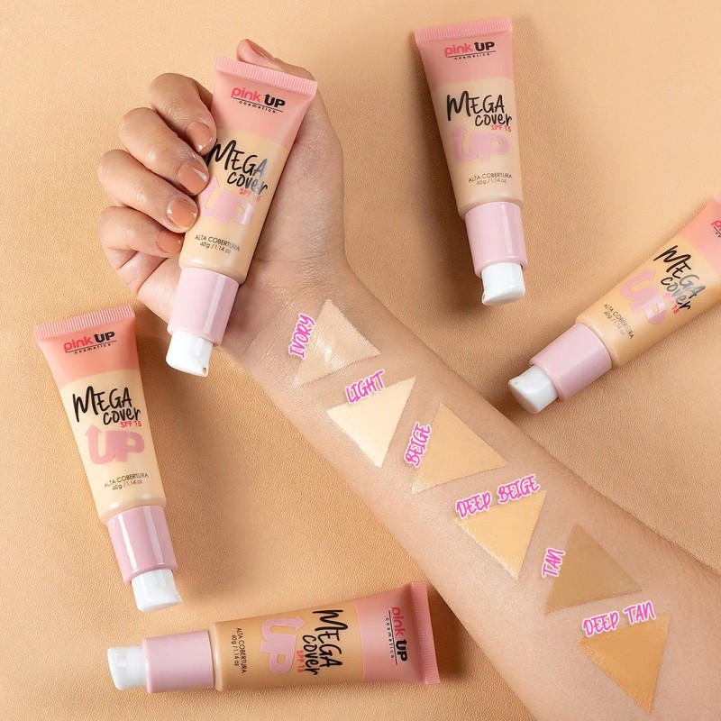 Pink Up, Maquillaje De Larga Duración, Cobertura Completa Tono Light