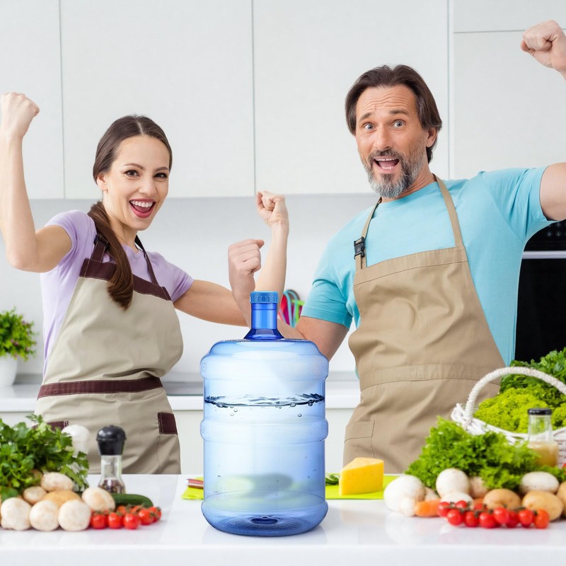 Bokon 2 Pieces 5 Gallon Water Jugs Round Plastic Water