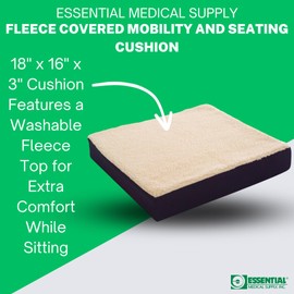 Essential Medical Supply Fleece Covered Mobility and Comfort Seat Cushion - Comfortable Wheelchair Seat Cushions, Extra Padded Support for The Chair and Wheelchair Users - 18 in X 16 in X 3 in