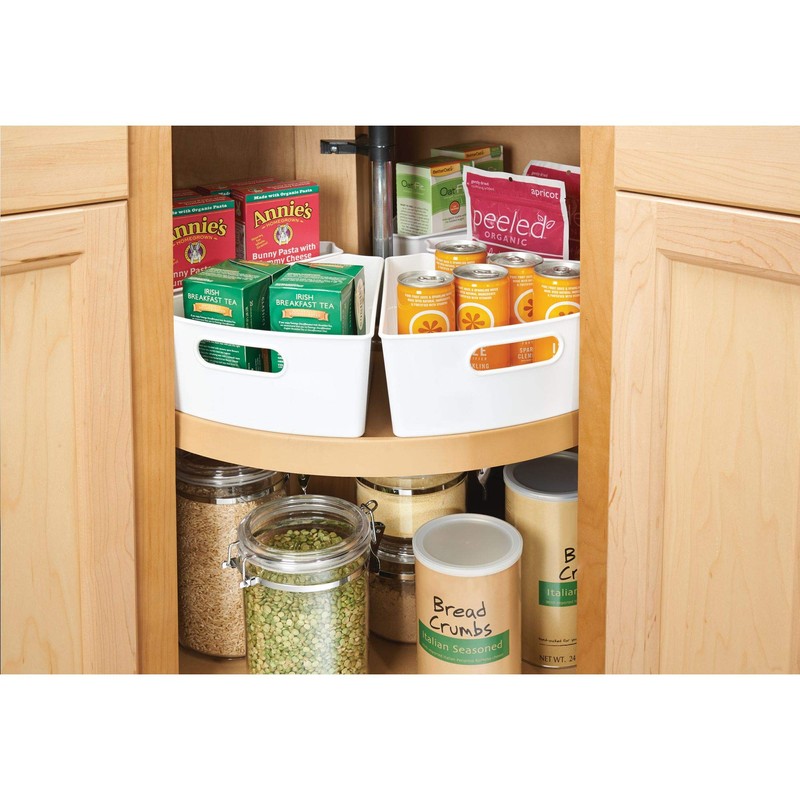 InterDesign 62731 Kitchen Lazy Susan Pantry Cabinet Bins 1/8, White