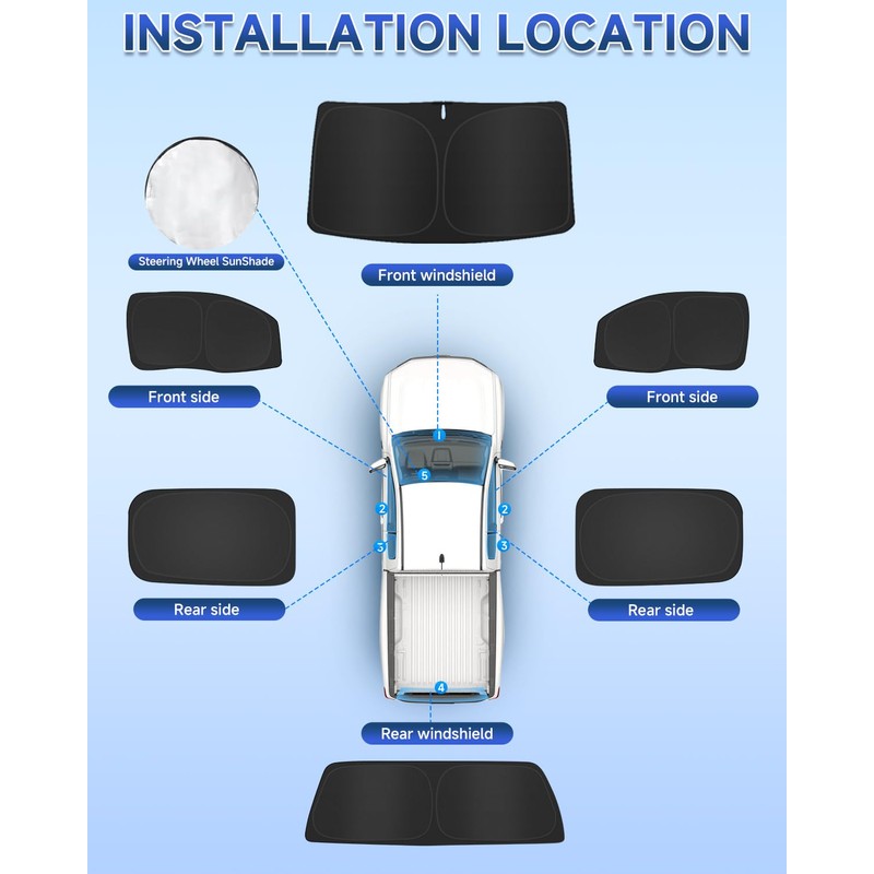 6PCS Window Shades for Ford F150 4-Door (2015-2025) Accessories –