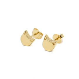 Aretes de Gato Gatito en Chapa de Oro de 22K (Chapa de Oro Dorado)