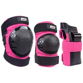 Hirola Rodilleras, coderas y muñequeras para deportes y actividades al aire libre ajustables para patinaje, ciclismo y ejercicios | Accesorios de protección para deporte y ejercicios al aire libre (Rosa Grande)