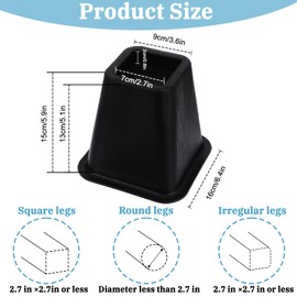 wutfuooo 6 Pack 6 Inch Heavy Duty Bed Risers, Furniture Risers for Desk, Chair, Table or Sofa, Couch Lift Risers, Supports up to 2200 lbs per Leg