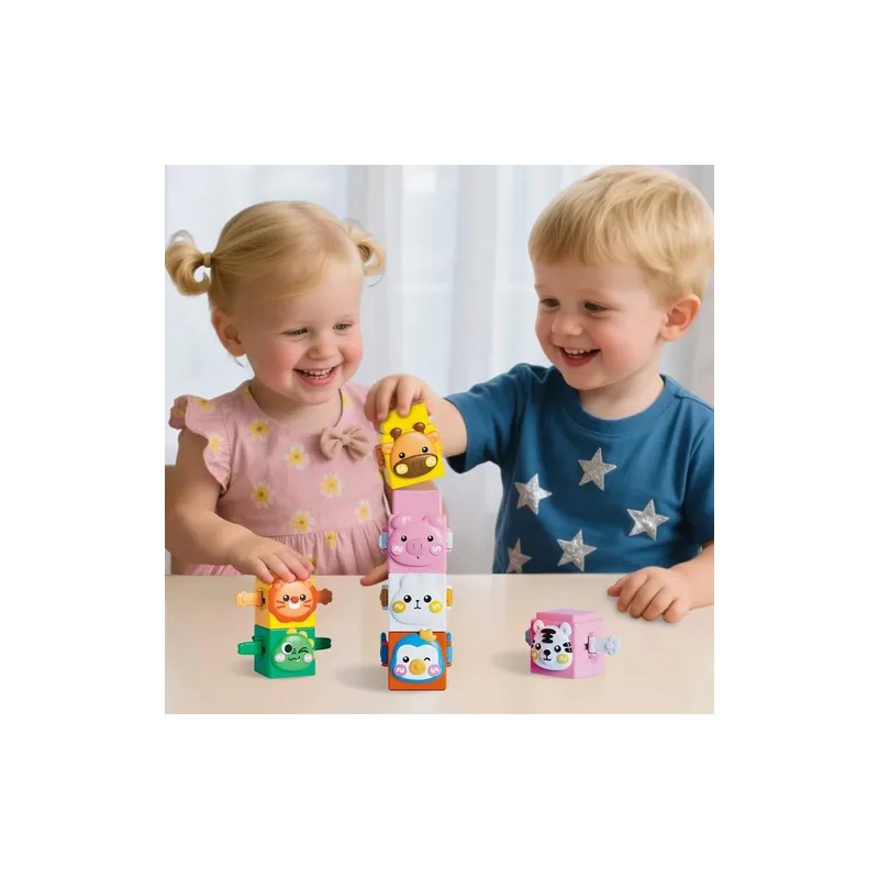 Bloques Apilables Coloridos Montessori Para Bebés 0-2a