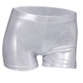 Aosva Little Big Girls Sparkle Dance - Pantalones cortos de gimnasia atlética para niñas de 2 a 14 años, Plateado, 5