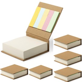 Set of 6 Sticky Notes Mini Books Mega Pack 2 Formats Each with 200 Sticky Notes 7.5 cm x 8 cm and 125 Markers 1.5 cm x 5 cm in Recycled Box Total 1950 Pieces