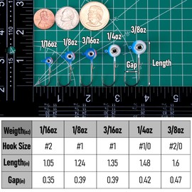 Alownder 20PCS Fishing jig Heads with 3D Holographic Eyes, Round Jig Heads Saltwater Freshwater Crappie Walleye jigs Live Bait jigs Bass Trout Panfish Lures Hooks 3/8oz