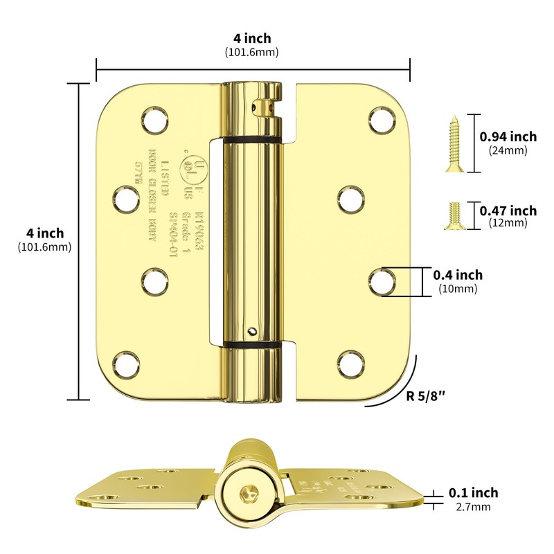 goldenwarm 4pack Polished Brass Door Hinges 4 Inch Self Closing