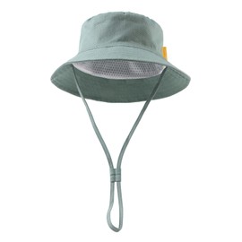 JANGANNSA Summer Baby Boys Hat Sun Protect Bucket Hat for Girls Wide Brim Cotton Beach Cap (Green, 19.7"(1-2 Years))