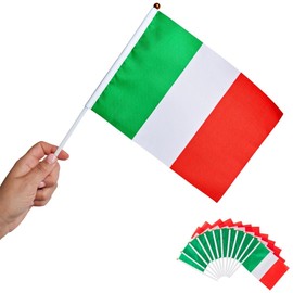 Runesol Italy Hand Flags, 14 x 21 cm, Mini Hand Flags of Countries, Stick Flags, Italy Small Flags, Wimbledon, Hand Held Flags, Sports La Befana, Pack of 12