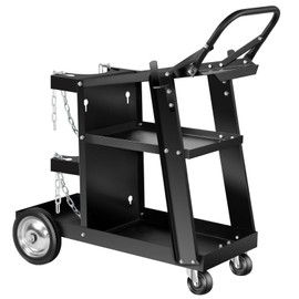 AQNIEGEP Welding Cart, Heavy Duty Welding Cart for Tig Mig Welder and Plasma Cutter, Welder Cart with Upgrade Handles and Increase Storage Space Tank Storage 400 lbs 3 Tiers