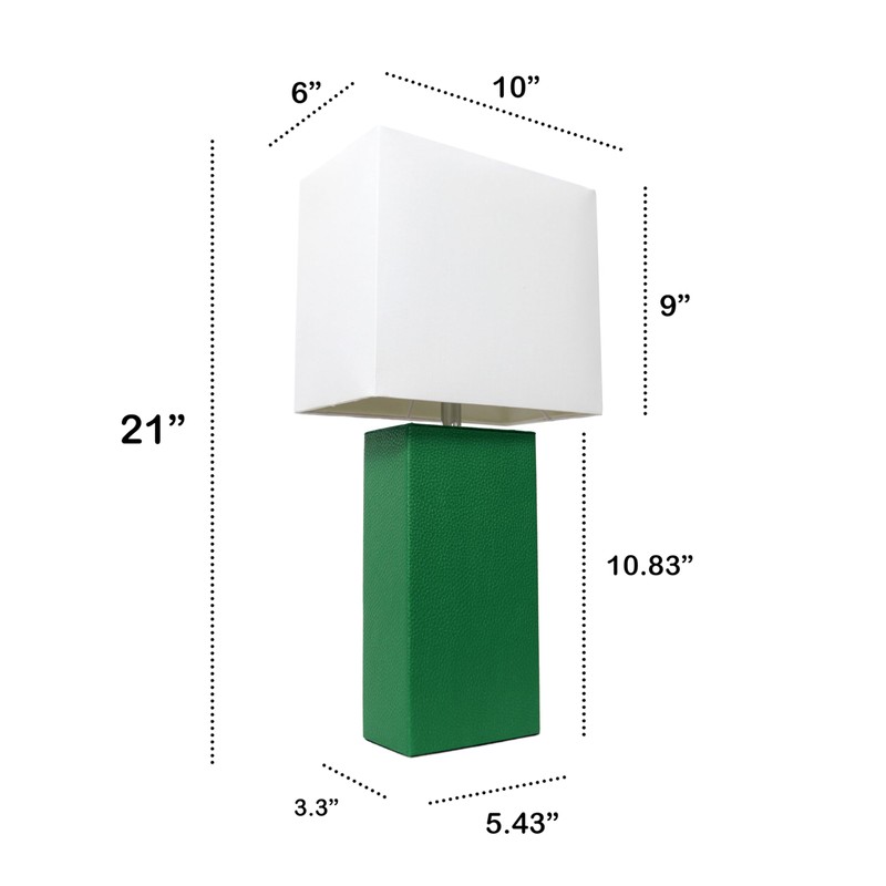 Elegant Designs LT1025-GRN-LB Modern Leather Wrapped Table Lamp for Living