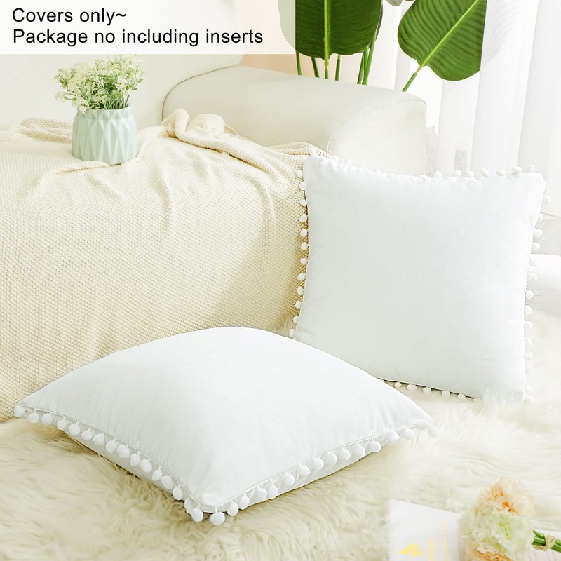 PiccoCasa Velvet Pillow Covers Throw Pillow Covers with Balls for