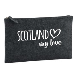 Huuraa Kulturbeutel Scotland My Love Geschenk 1 Liter Charcoal Filz Scotland Geschenkidee