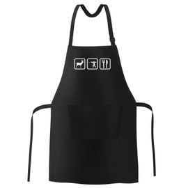 MoonWorks® Cooking Apron BBQ Apron for Men with Symbols Deer Hunter Cutlery Cotton Apron Kitchen Apron, deer hunter black, One size fits all