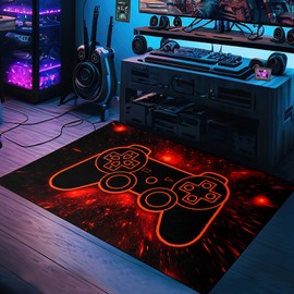 Game Controller Rugs for Bedroom Boys Living Room Gamer Gamepad Red Carpets Floor Mat Player Indoor Mats Gaming Art Design Home Decor Crystal Doormat Yoga Mats 3'x5'
