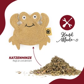 CanadianCat Company Cat Toy Scented Cushion Made of Leather with Catnip | Crab