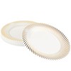 MATANA 20 White Plastic Plates with Gold Rim for Weddings,