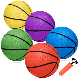Mini Basketball Set - 5 Pack 6" Small Balls with Pump, Over The Door Mini Hoop Replacements, Toy for Toddlers, Kids, Teenagers, Pool, Indoors, Outdoors