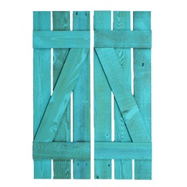Window Shutter Set of (2) 11 Inches Wide x 33 Inches Tall Reclaimed Barn Wood Exterior or Interior Wall Mounted Decorative Weathered Wooden Farmhouse Decor Style Distressed Western Hand Made