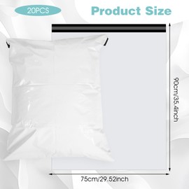 20Pcs 30×36 inch Large Poly Mailers, Strong Self Adhesive Sealing Large Shipping Bags for Clothes White Plastic Envelopes Shipping Packaging Bags for Clothing Small Business Suppliers
