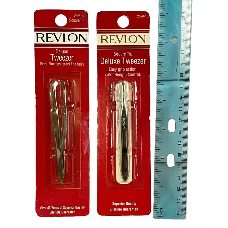 Revlon 2 Revlon Deluxe Square Tip Tweezer 2328-10 MADE IN
