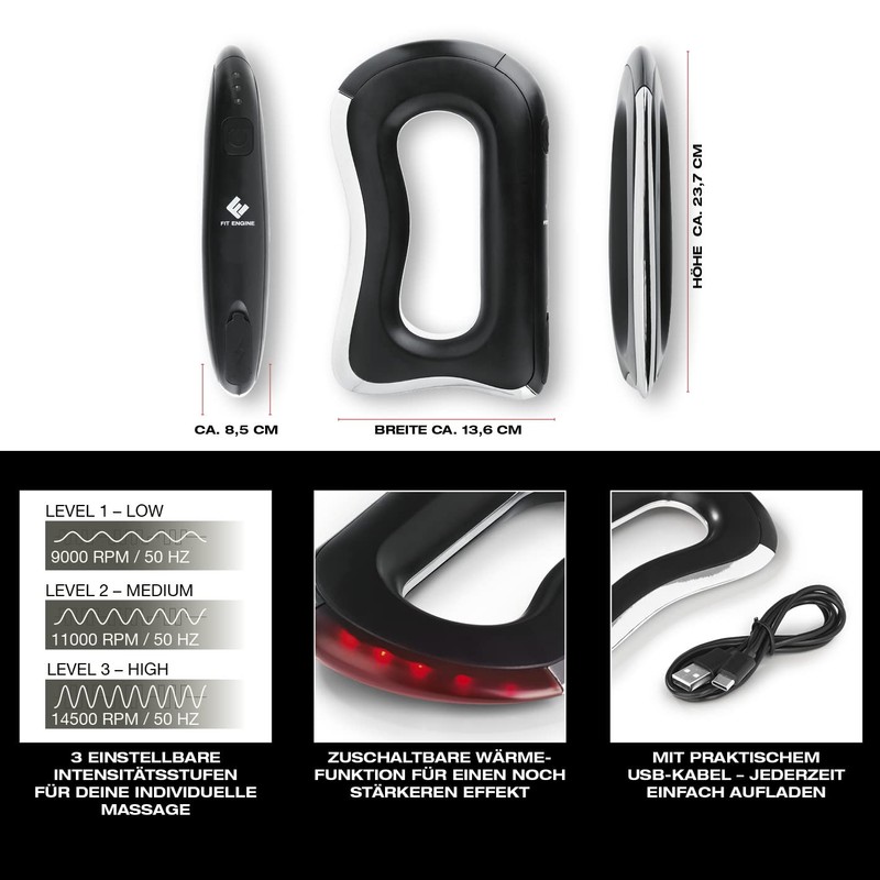 FitEngine EMS Massage Handle with Heat Function | 3 Intensity