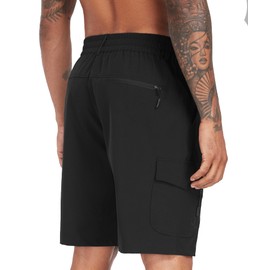 SIHOHAN Men's Summer Hiking Shorts Lightweight Quick-Drying Hiking Shorts Breathable Stretch Cargo Shorts with 7 Pockets for Trekking Outdoor, black