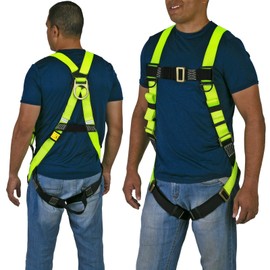 JORESTECH Safety Harness Full Body Protection Fall Arrest Yellow/Lime Back D Ring ANSI with High Visibility (HARN-01)