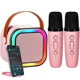 The Singing Machine Risebass Mini Karaoke Machine for Kids Adults, Portable Bluetooth Speaker with 2