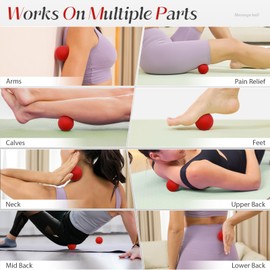 SUBCULTUREPICK Massage Lacrosse Balls for Myofascial Release,Yoga Deep Tissue Massage,Trigger Point Therapy and Foot Plantar Fasciitis,Muscle Soreness Massager Ball (2 Packs) (Red)