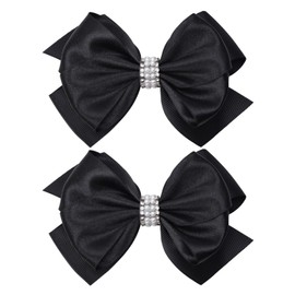 Zolyco Large Big 5 Inch Hair Bows for Girls Thick Ribbon Boutique Alligator Clips Hair Accessories for Baby Girls Toddlers Kids Teens 2 PCS (Black)